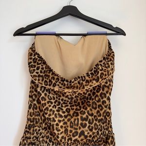 Leopard print strapless maxi dress